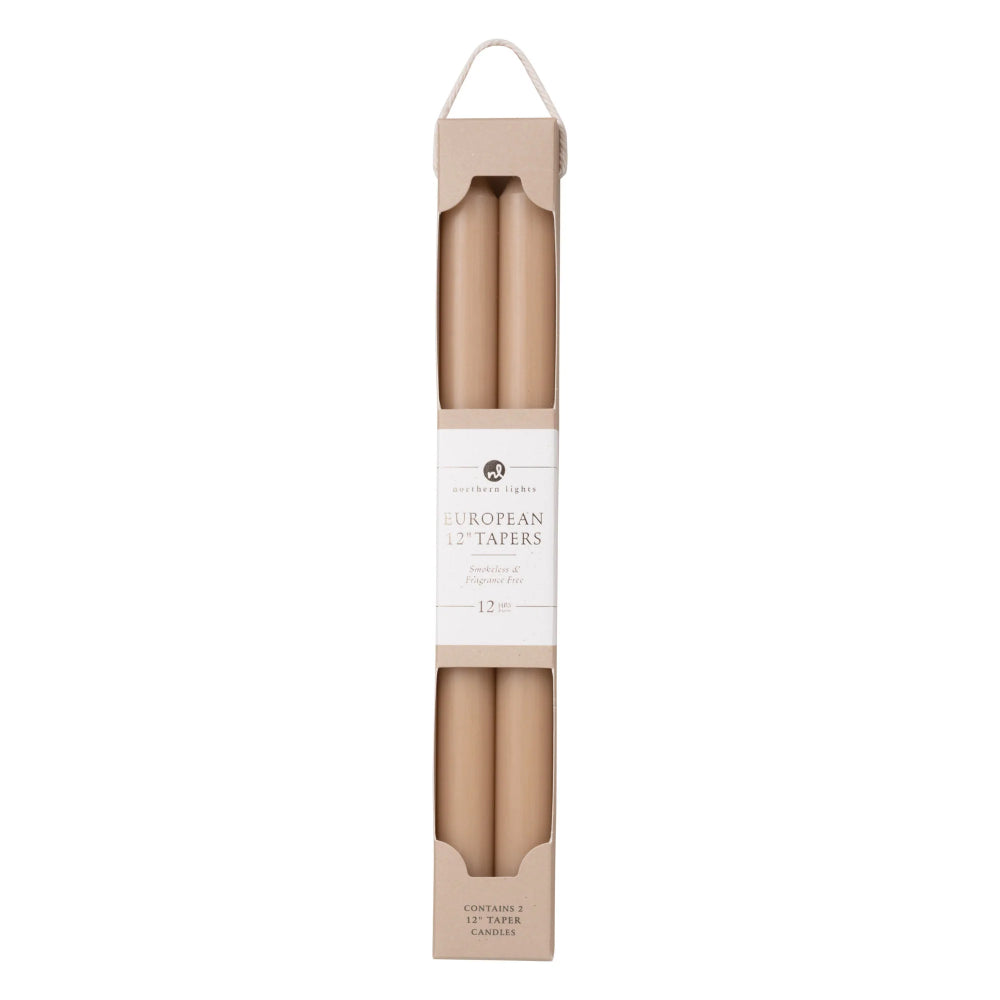 Northern Lights 12" Tapers Candles 2pk - Tan