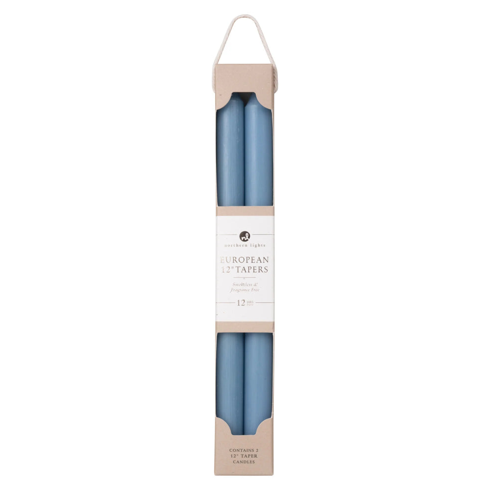 Northern Lights 12" Tapers Candles 2pk - Prairie Blue