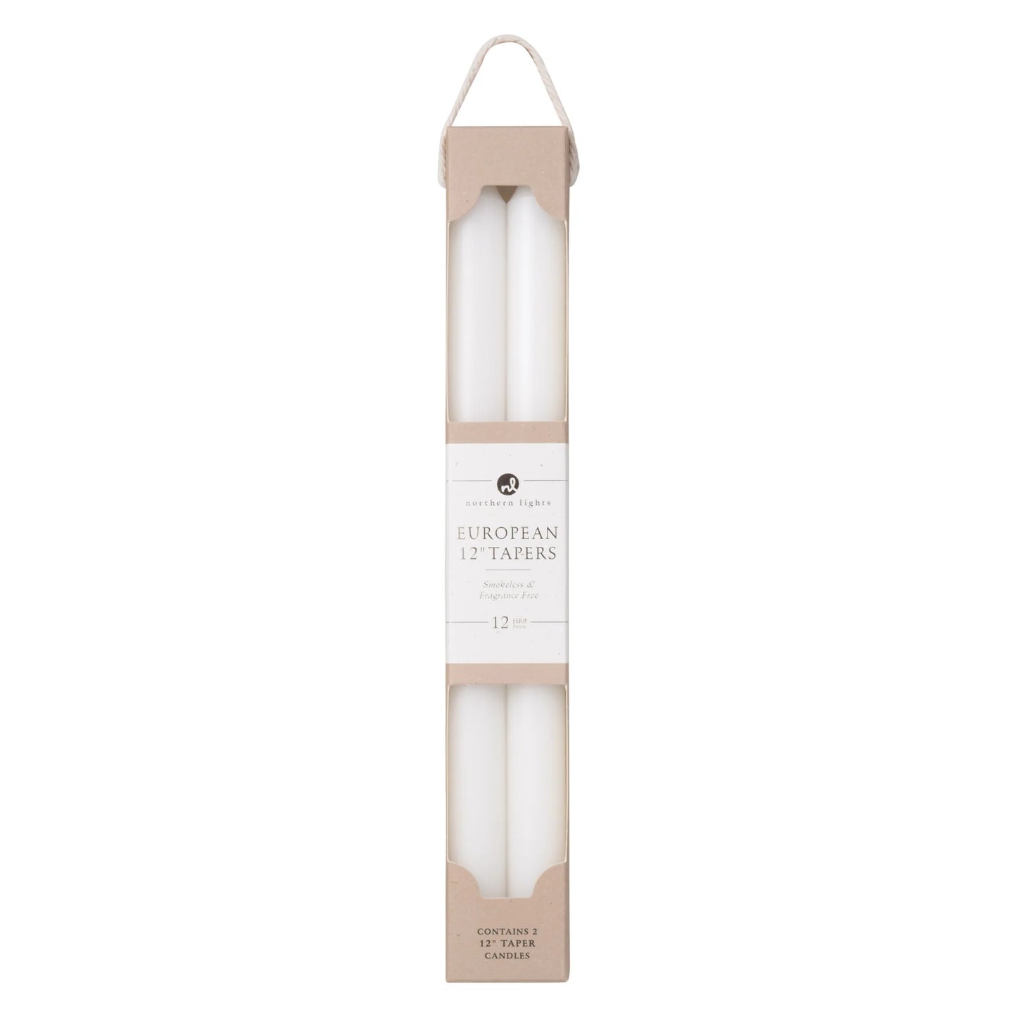 Northern Lights 12" Tapers Candles 2pk - Pure White