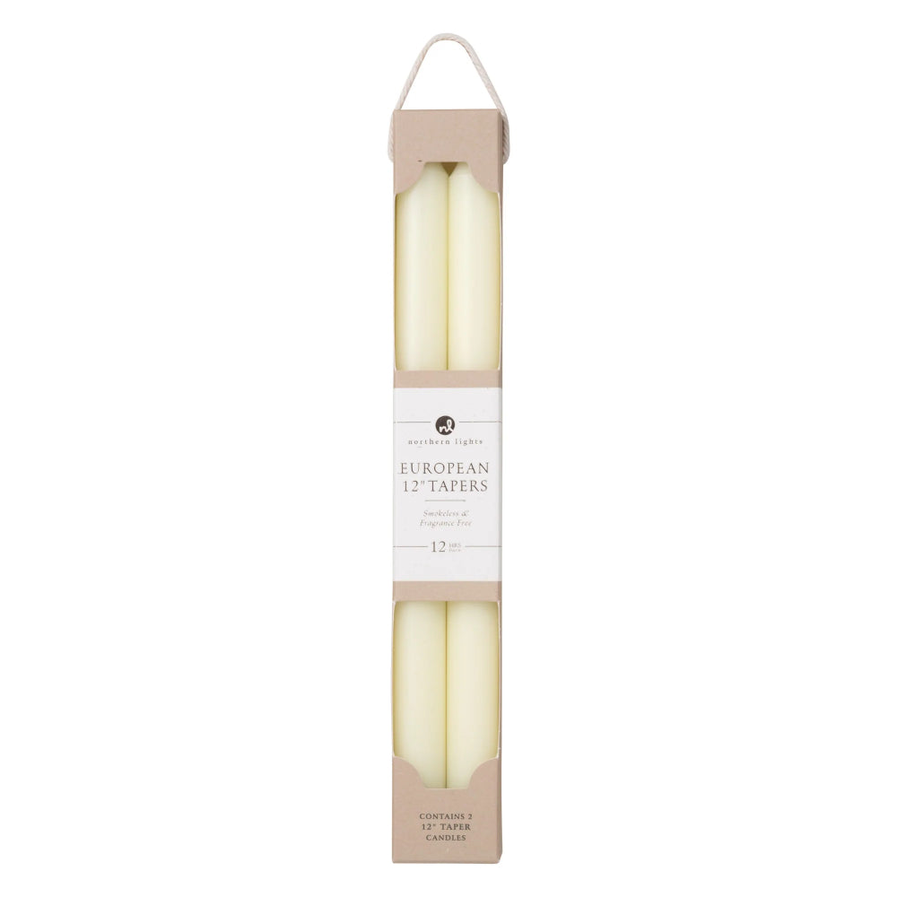 Northern Lights 12" Tapers Candles 2pk - Ivory