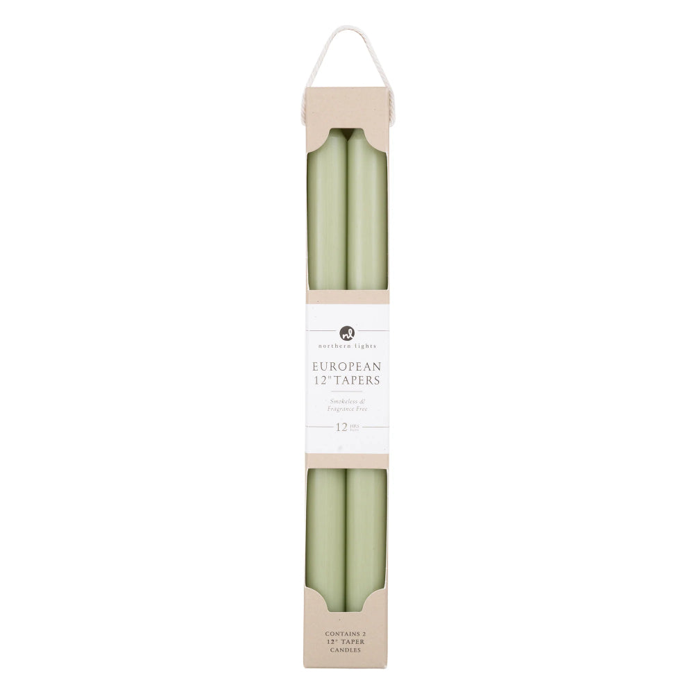 Northern Lights 12" Tapers Candles 2pk - Sage Green