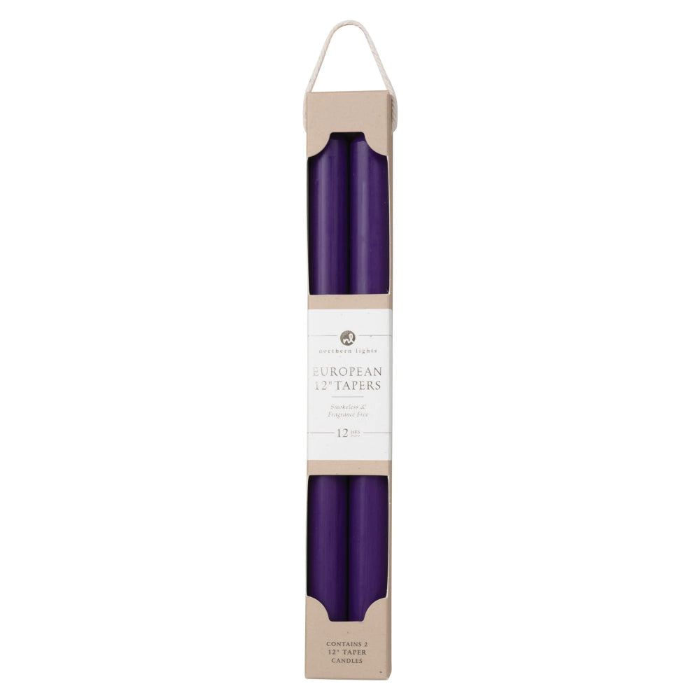 Northern Lights 12" Tapers Candles 2pk - Purple