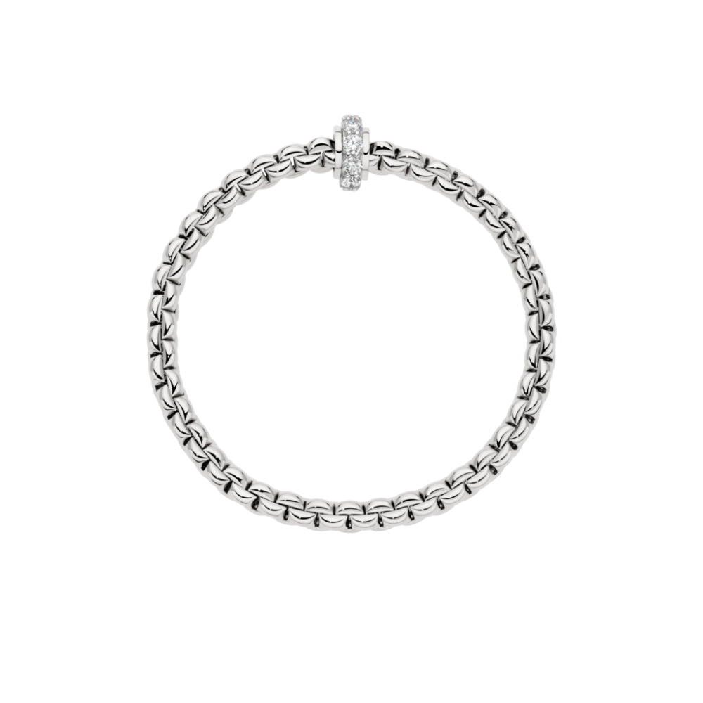 Fope 18k Gold Eka Collection Flex'It Bracelet with White Diamonds