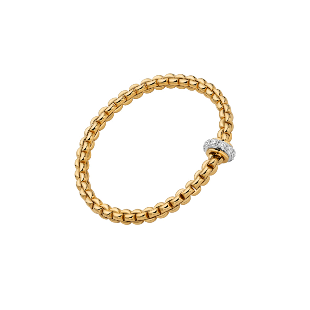 Fope 18k Gold Eka Collection Flex'It Bracelet with White Diamonds