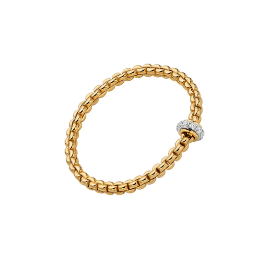 Fope 18k Gold Eka Collection Flex'It Bracelet with White Diamonds