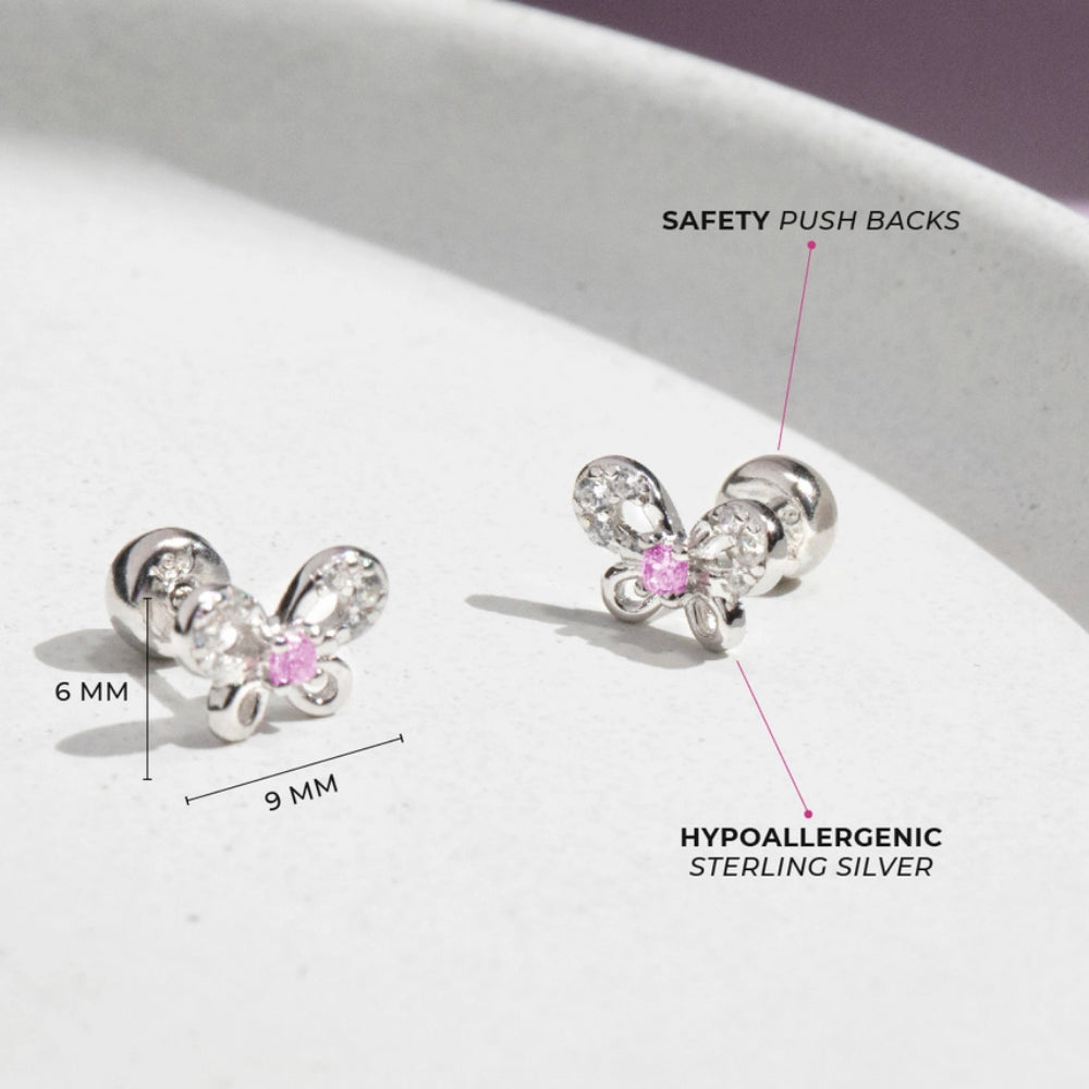 Children's Sterling Silver Petite Butterfly Earrings