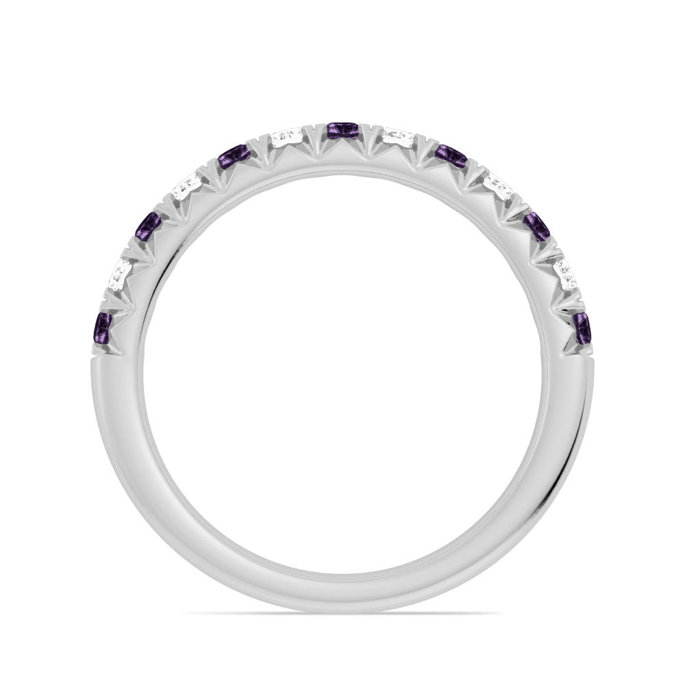 14k Gold Amethyst and Diamond Band
