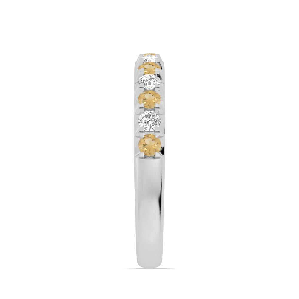 14k Gold Citrine and Diamond Band