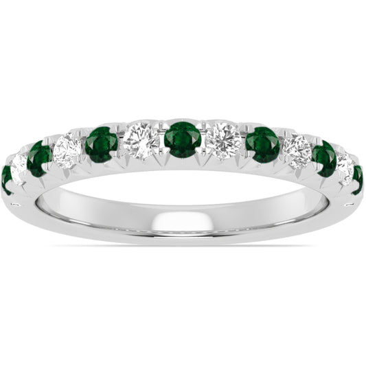 14k Gold Emerald and Diamond Band