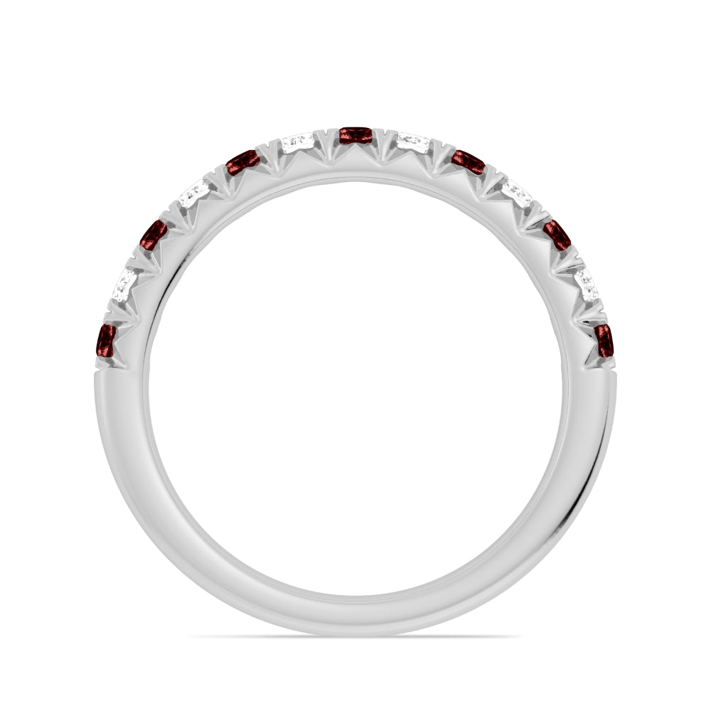 14k Gold Garnet and Diamond Band