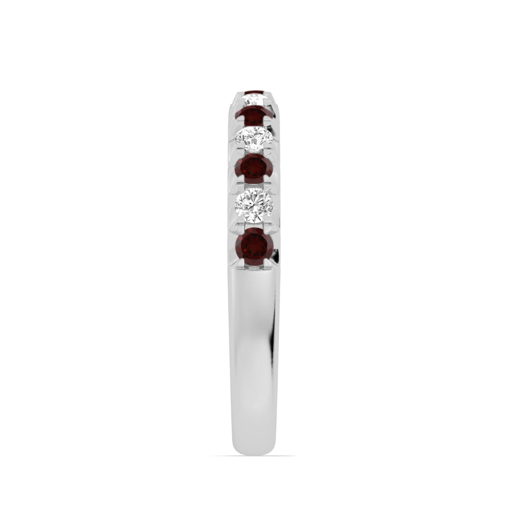 14k Gold Garnet and Diamond Band