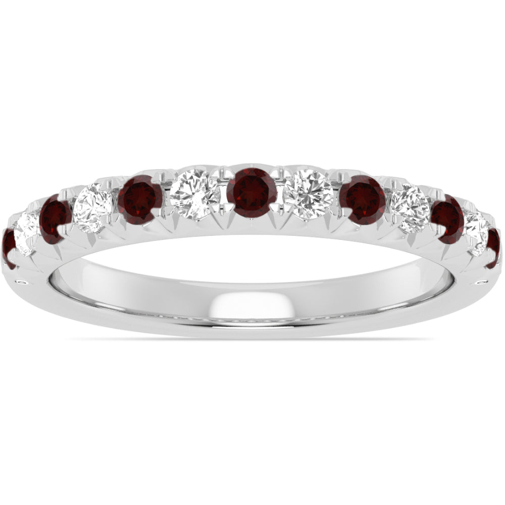 14k Gold Garnet and Diamond Band
