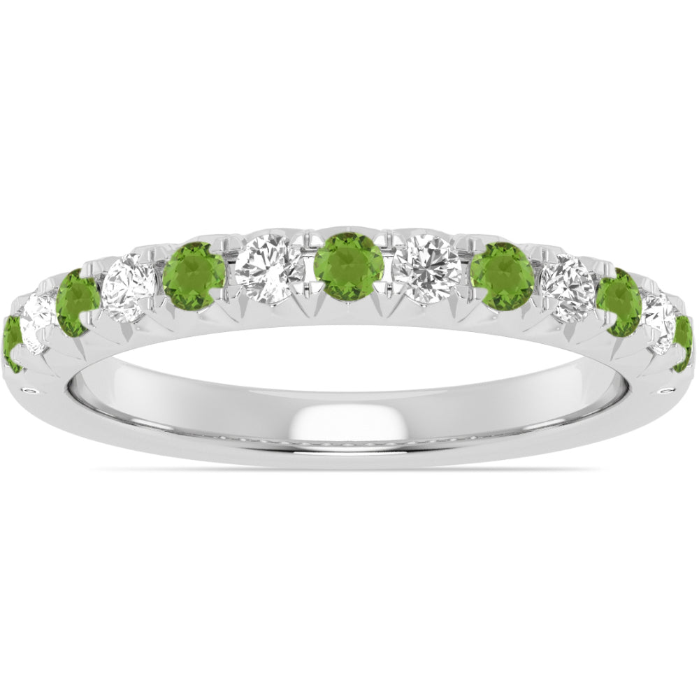 14k Gold Peridot and Diamond Band