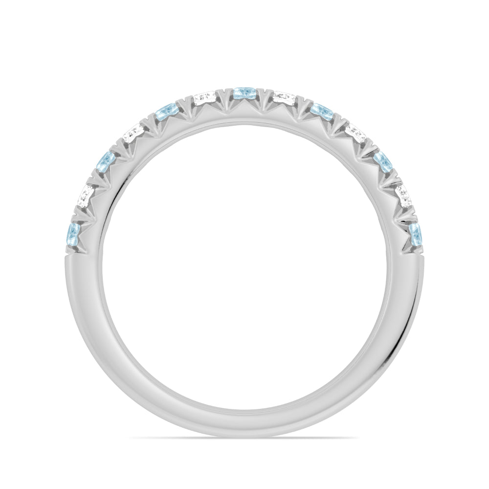 14k Gold Aquamarine and Diamond Band
