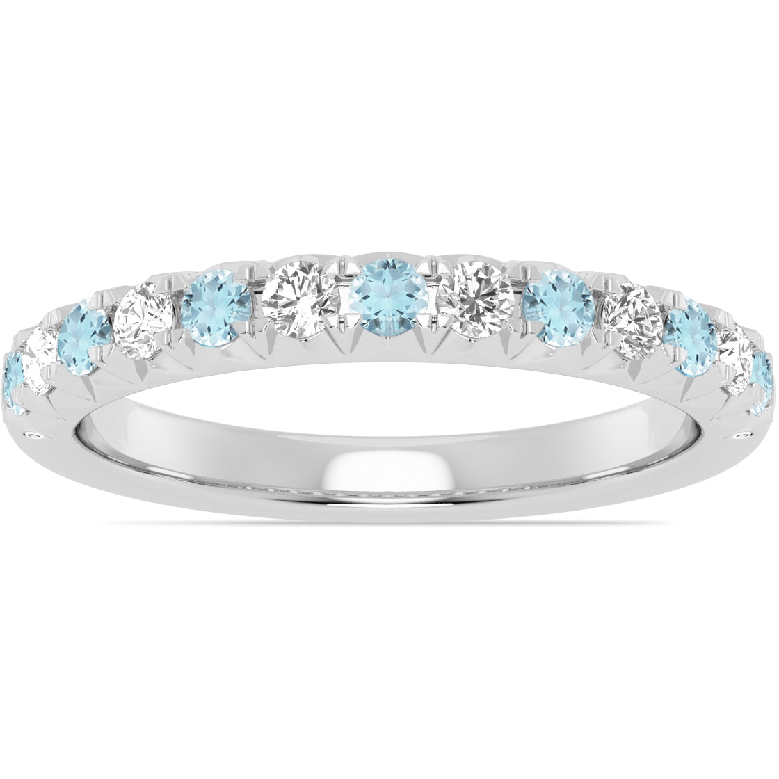 14k Gold Aquamarine and Diamond Band