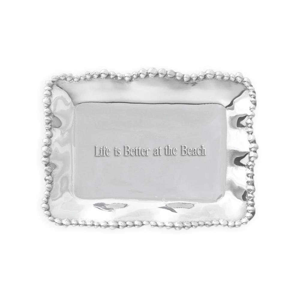 Beatriz Ball Giftables Organic Pearl Rectangular Engraved Tray - "Life is Better at the Beach"