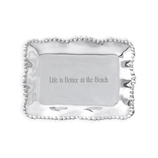 Beatriz Ball Giftables Organic Pearl Rectangular Engraved Tray - "Life is Better at the Beach"