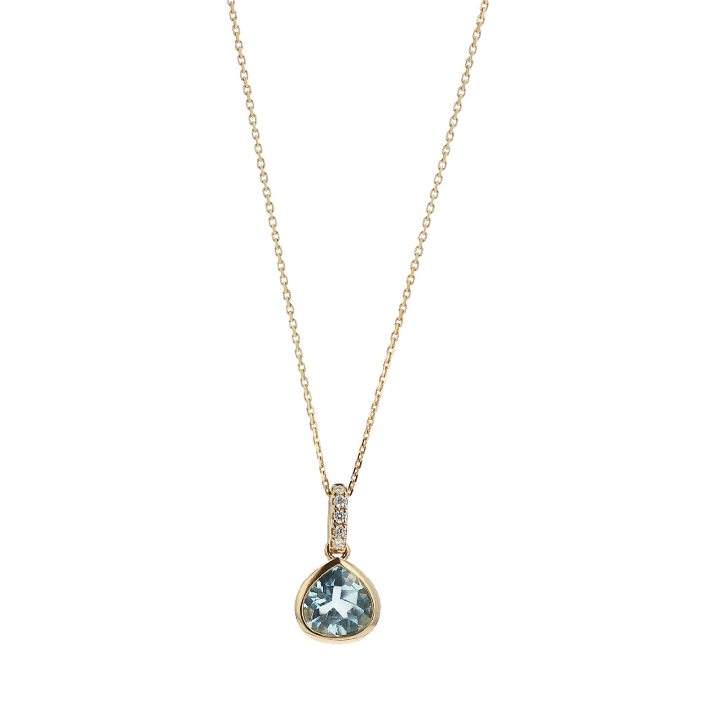 14Y Pendant 1 PS Bezel Set 7mm Aquamarine 5 RBC D.05tw Bail on 18" Chain