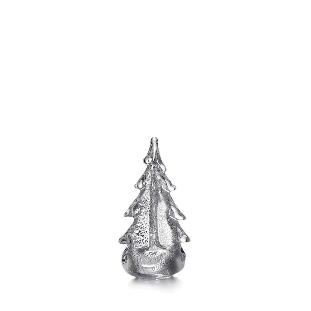 A Simon Pearce Silver Leaf Evergreen tree on a white background. 
