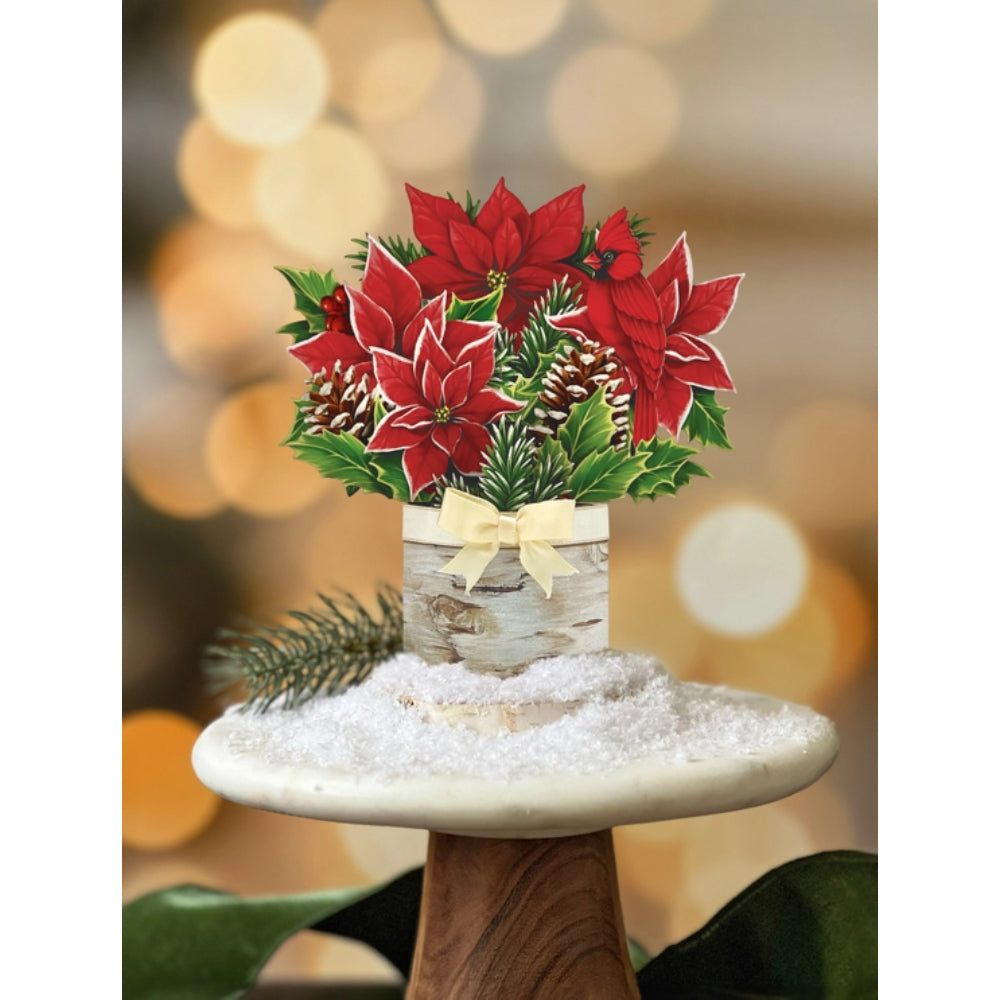 FreshCut Paper Mini Birch Poinsettia Greeting Card