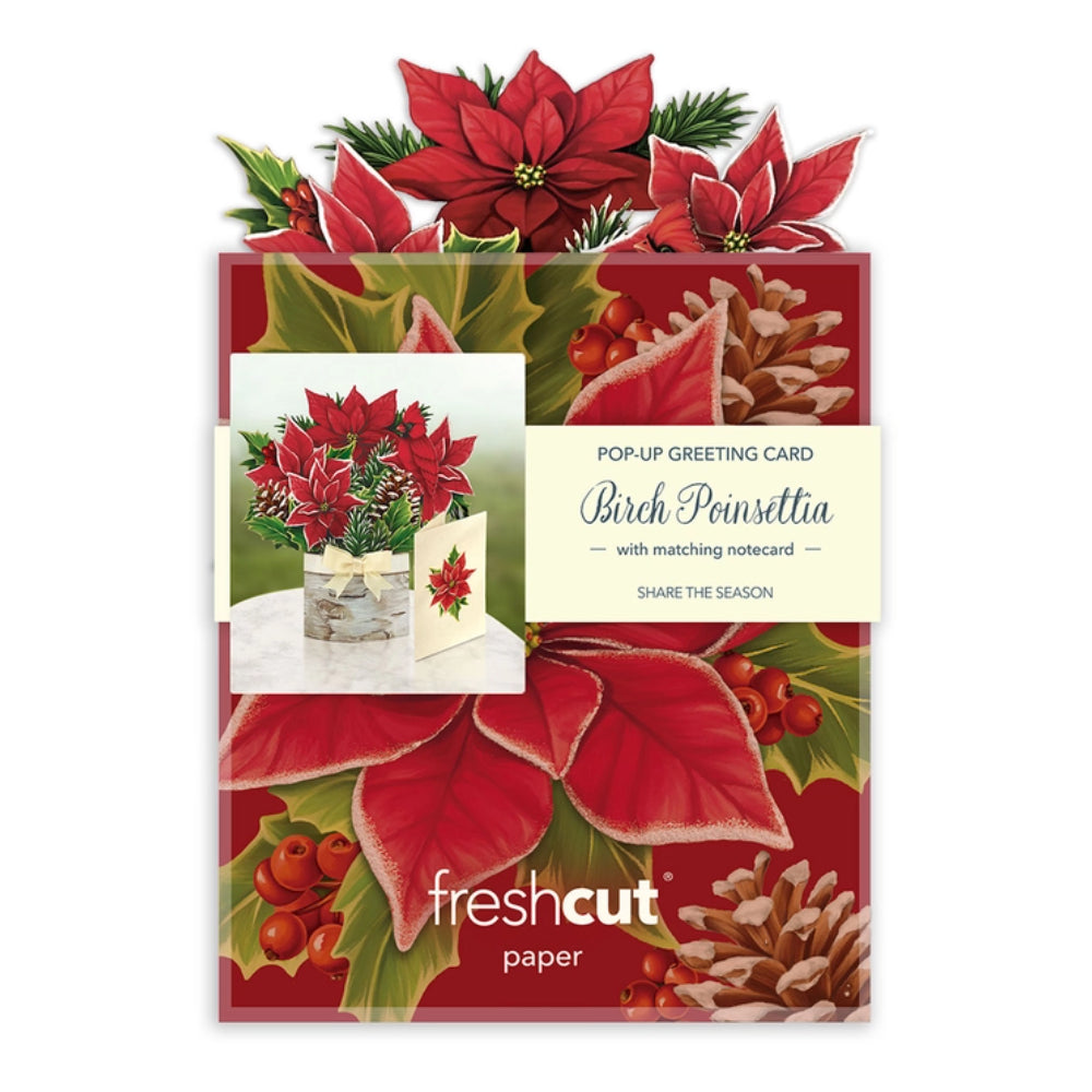 FreshCut Paper Mini Birch Poinsettia Greeting Card