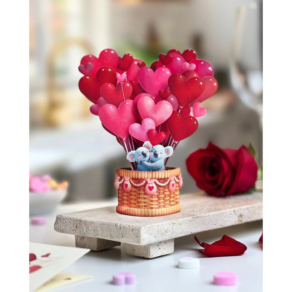 FreshCut Paper Mini Heart Balloons Mini Pop-Up Greeting Card