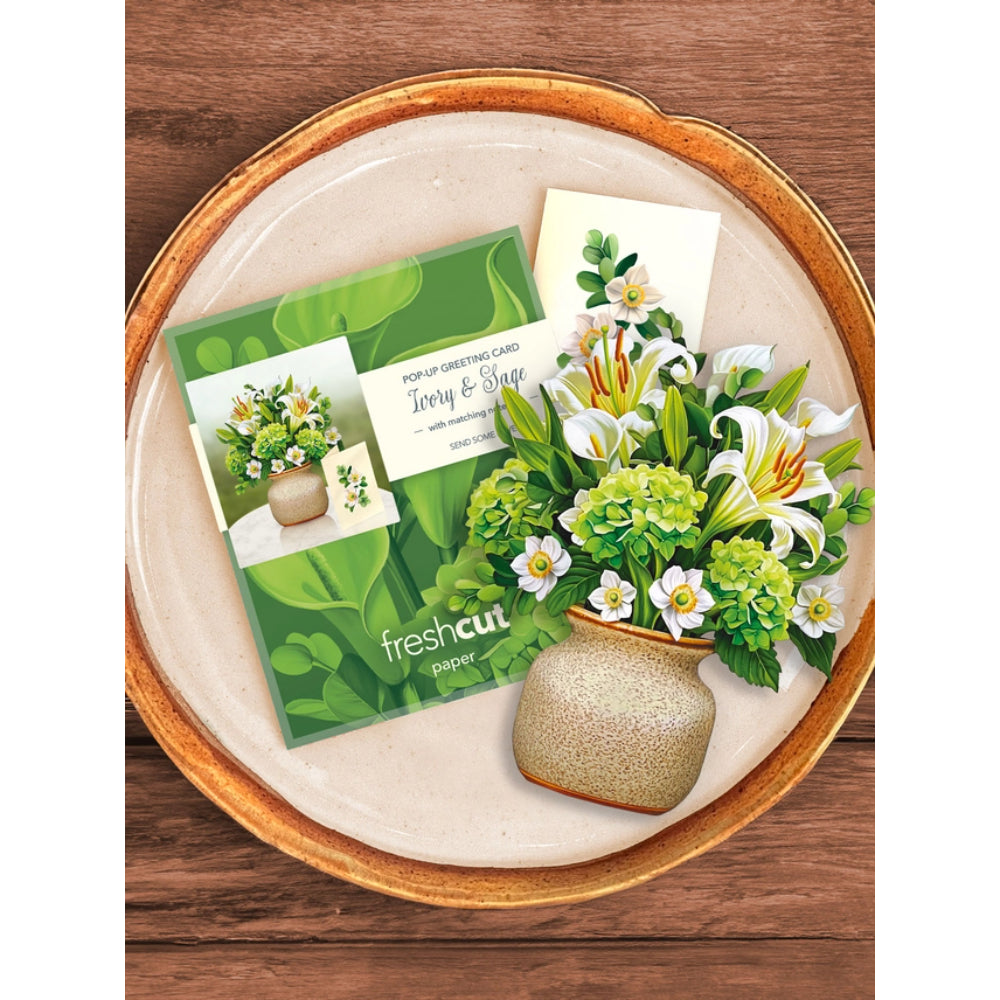 Mini Ivory & Sage Pop-Up Greeting Card