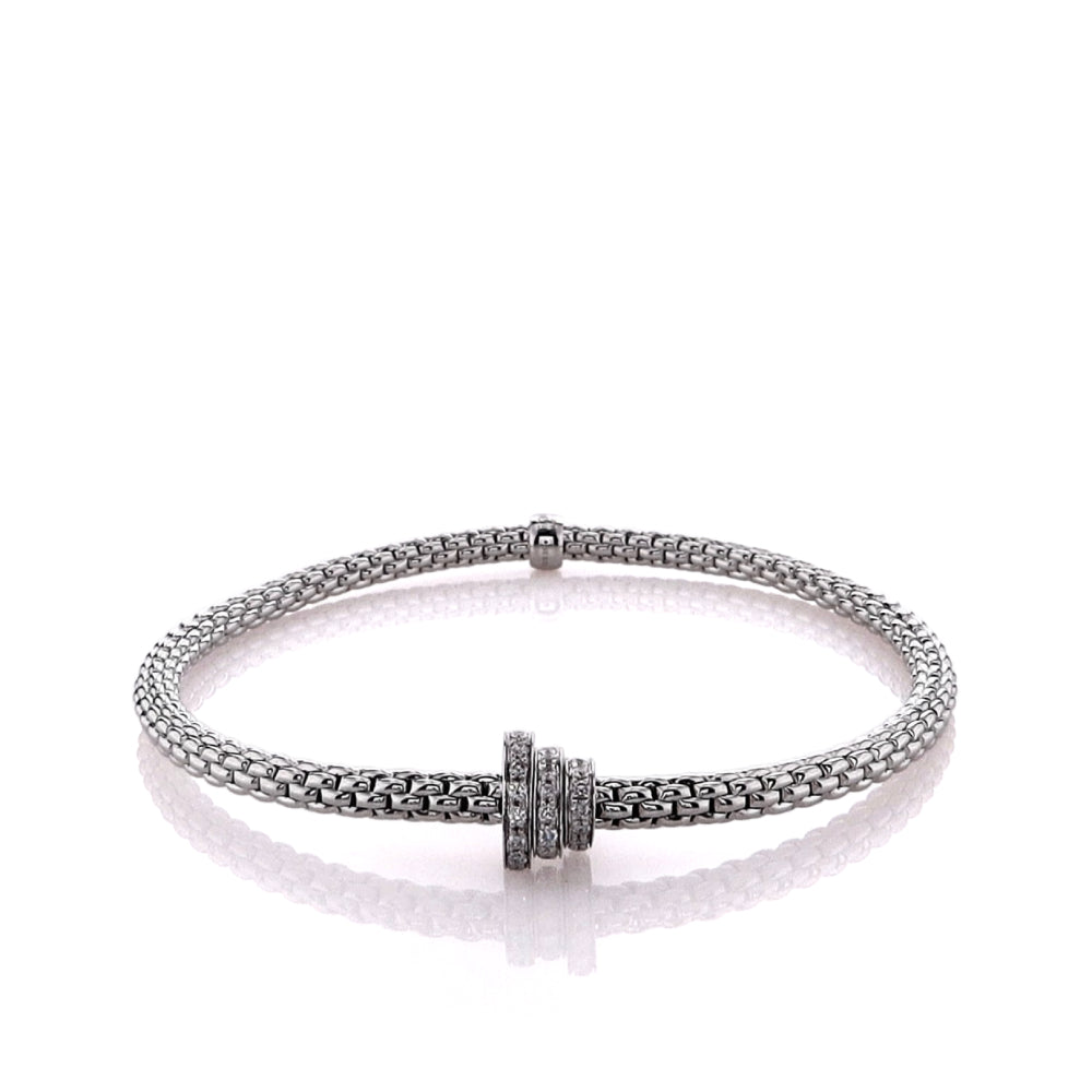 Fope Prima Collection 18k White Gold Flex'it Diamond Bracelet