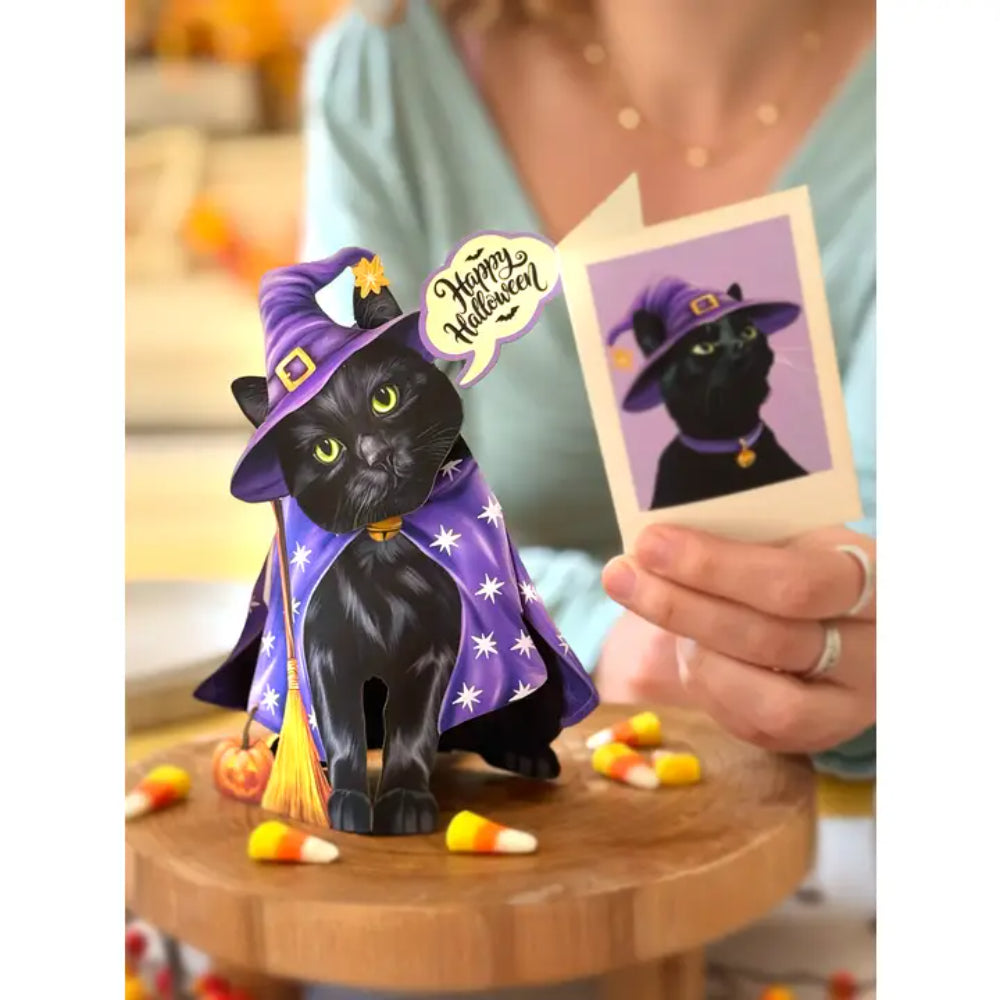FreshCut Paper LLC Mini Halloween Cat Mini Pop-Up Greeting Card