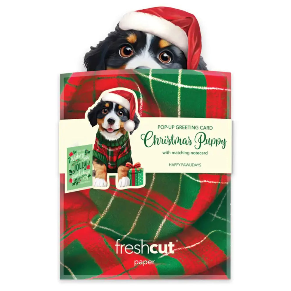 FreshCut Paper LLC Mini Christmas Puppy Mini Pop-Up Greeting Card