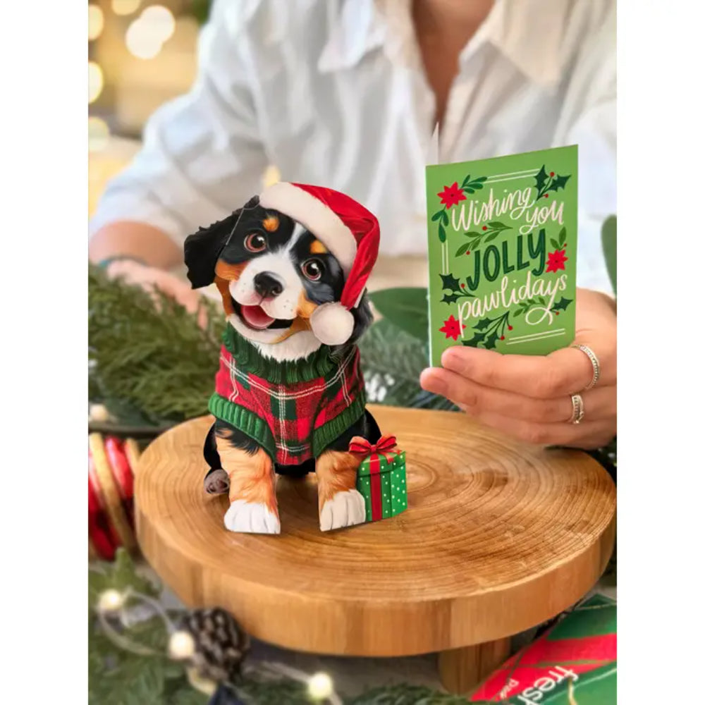 FreshCut Paper LLC Mini Christmas Puppy Mini Pop-Up Greeting Card