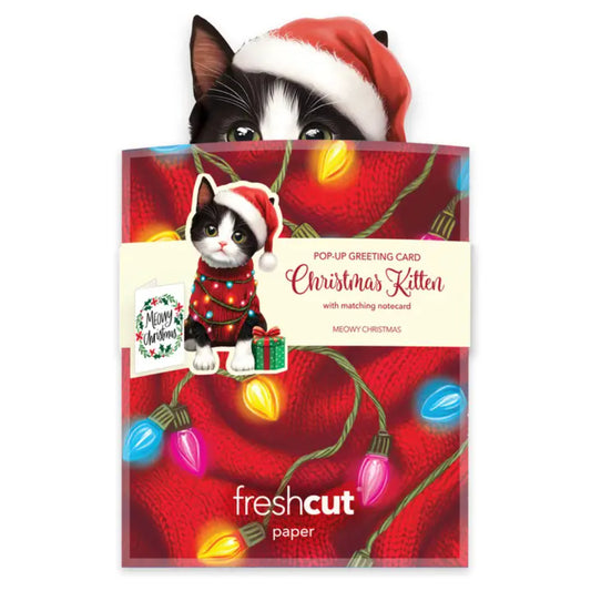 FreshCut Paper LLC Mini Christmas Kitten Mini Pop-Up Greeting Card