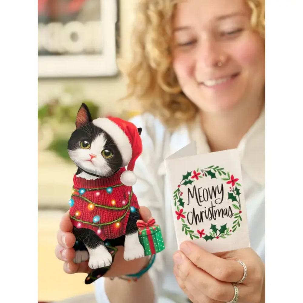 FreshCut Paper LLC Mini Christmas Kitten Mini Pop-Up Greeting Card