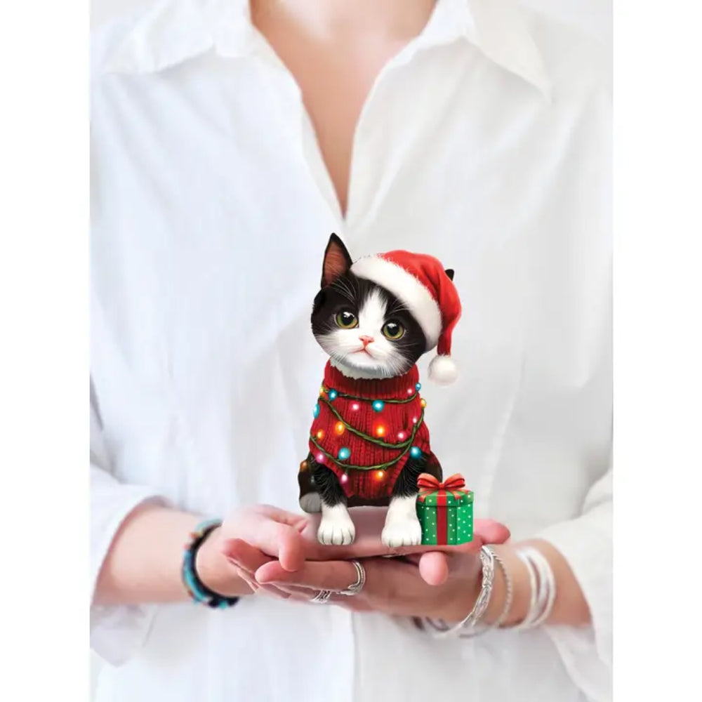 FreshCut Paper LLC Mini Christmas Kitten Mini Pop-Up Greeting Card