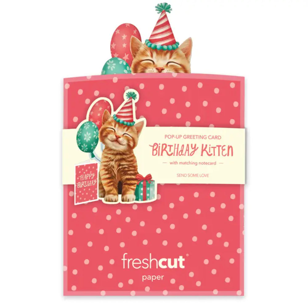 FreshCut Paper LLC Mini Birthday Kitten Mini Pop-Up Greeting Card