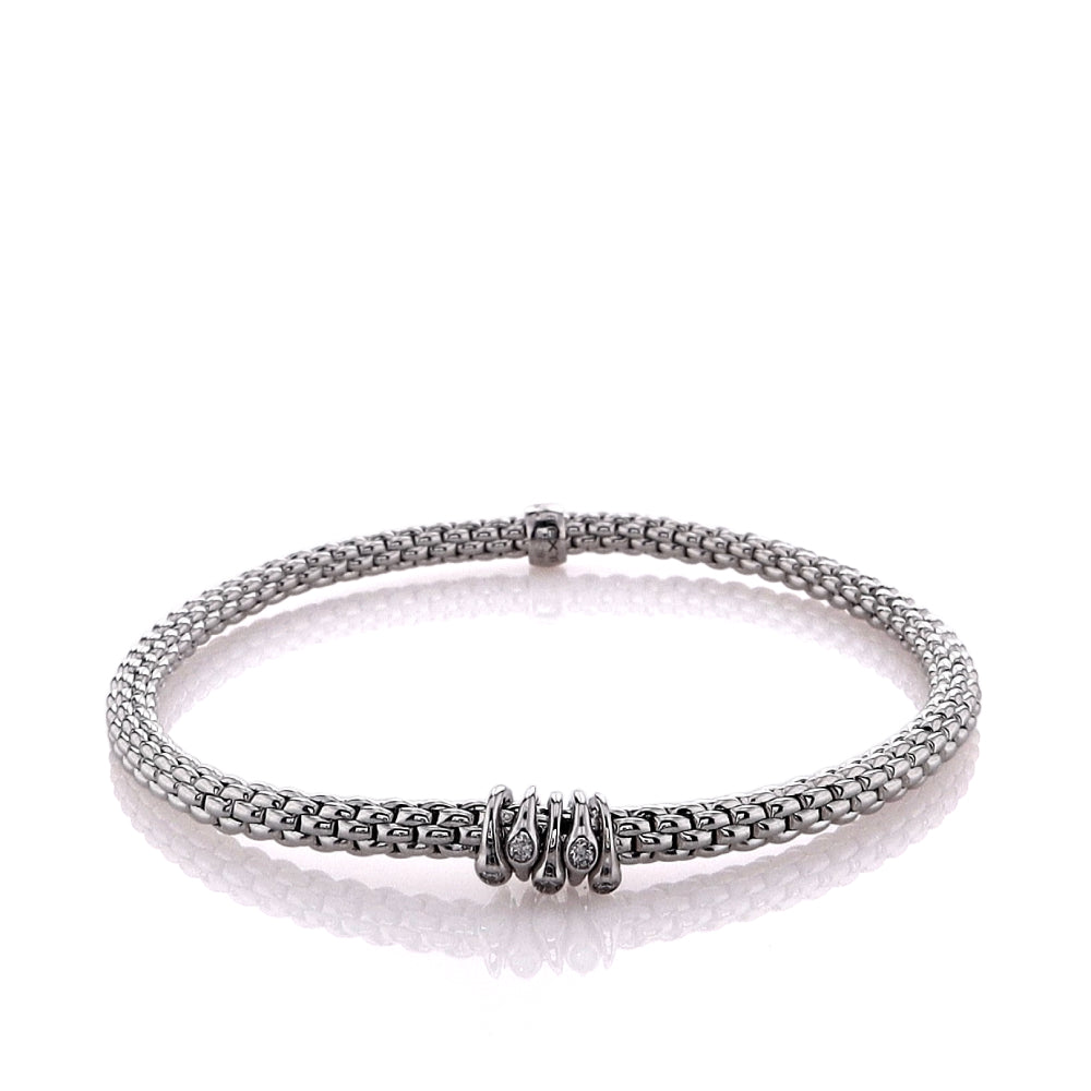 Fope Prima Collection 18k White Gold Flex'it Diamond Bracelet