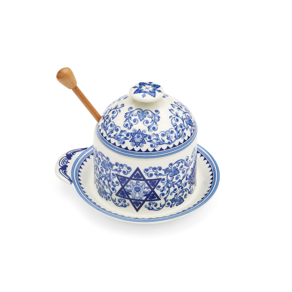 Spode Judaica Honey Pot with Drizzler