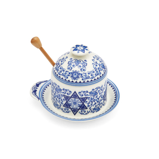 Spode Judaica Honey Pot with Drizzler