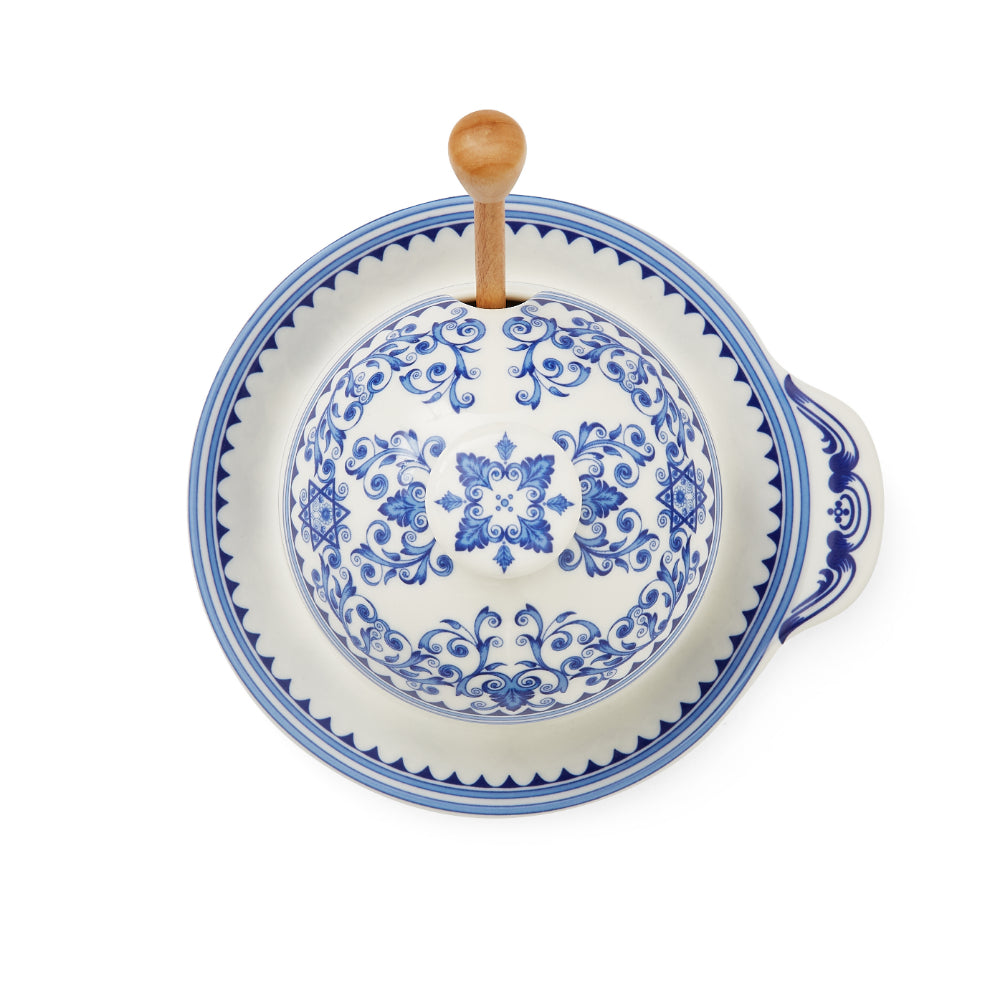 Spode Judaica Honey Pot with Drizzler
