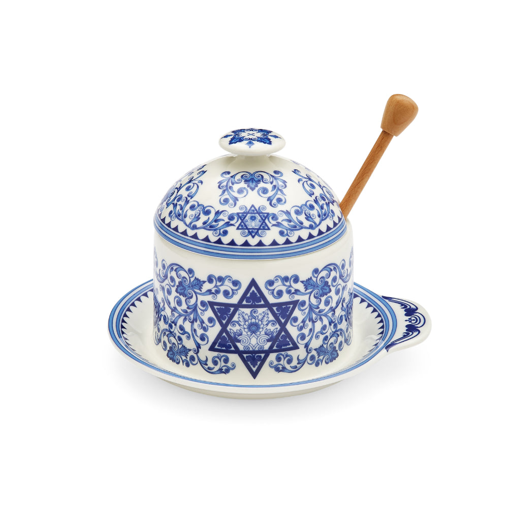 Spode Judaica Honey Pot with Drizzler