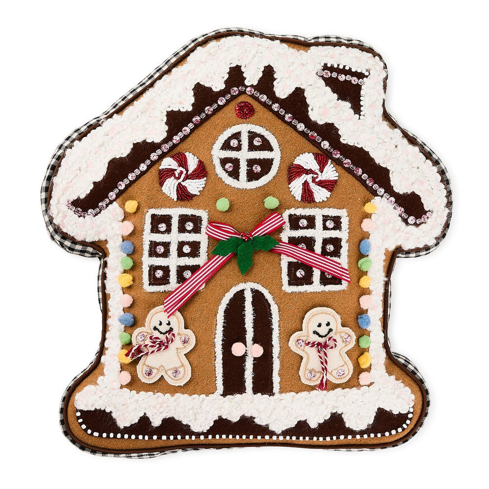 MacKenzie-Childs Gingerbread House Shaped Throw Pillow
