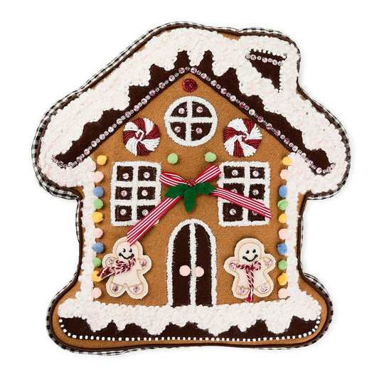 MacKenzie-Childs Gingerbread House Shaped Throw Pillow