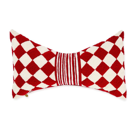 MacKenzie-Childs Red Diamond Bow Pillow