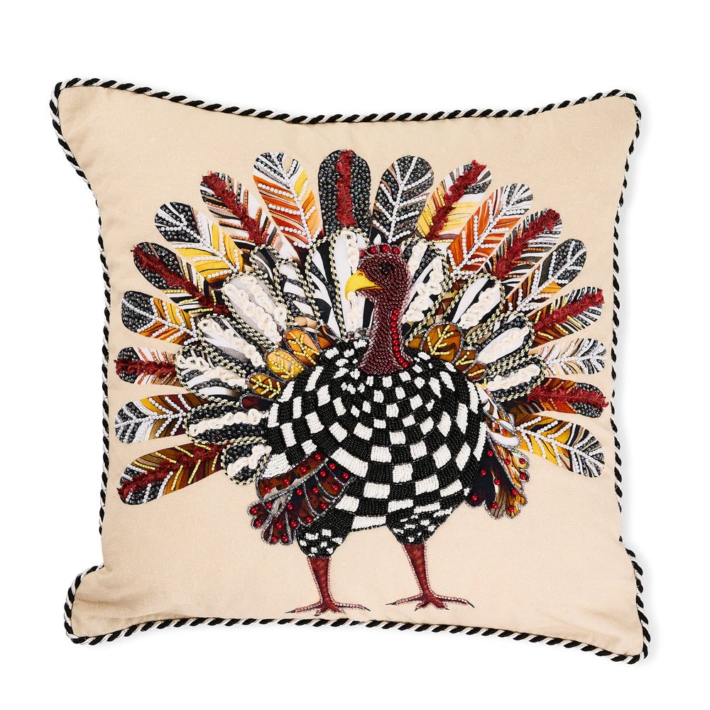 MacKenzie-Childs Checked Turkey Throw Pillow