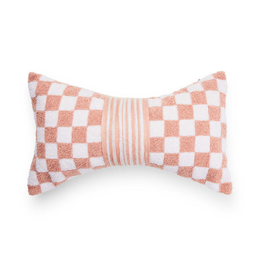 Mackenzie-Childs Pink Check Bow Throw Pillow
