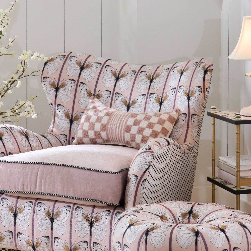 Mackenzie-Childs Pink Check Bow Throw Pillow