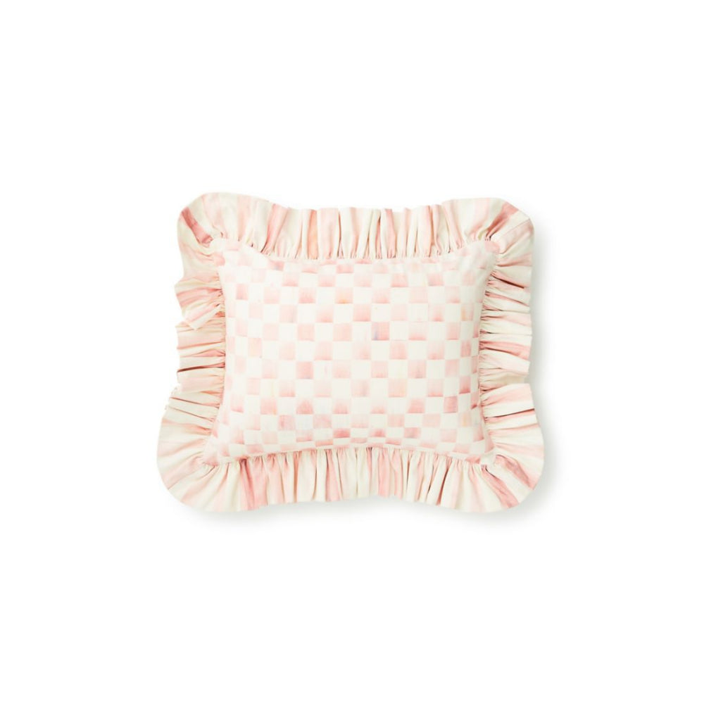Mackenzie-Childs Rosy Check Ruffle Lumbar Throw Pillow