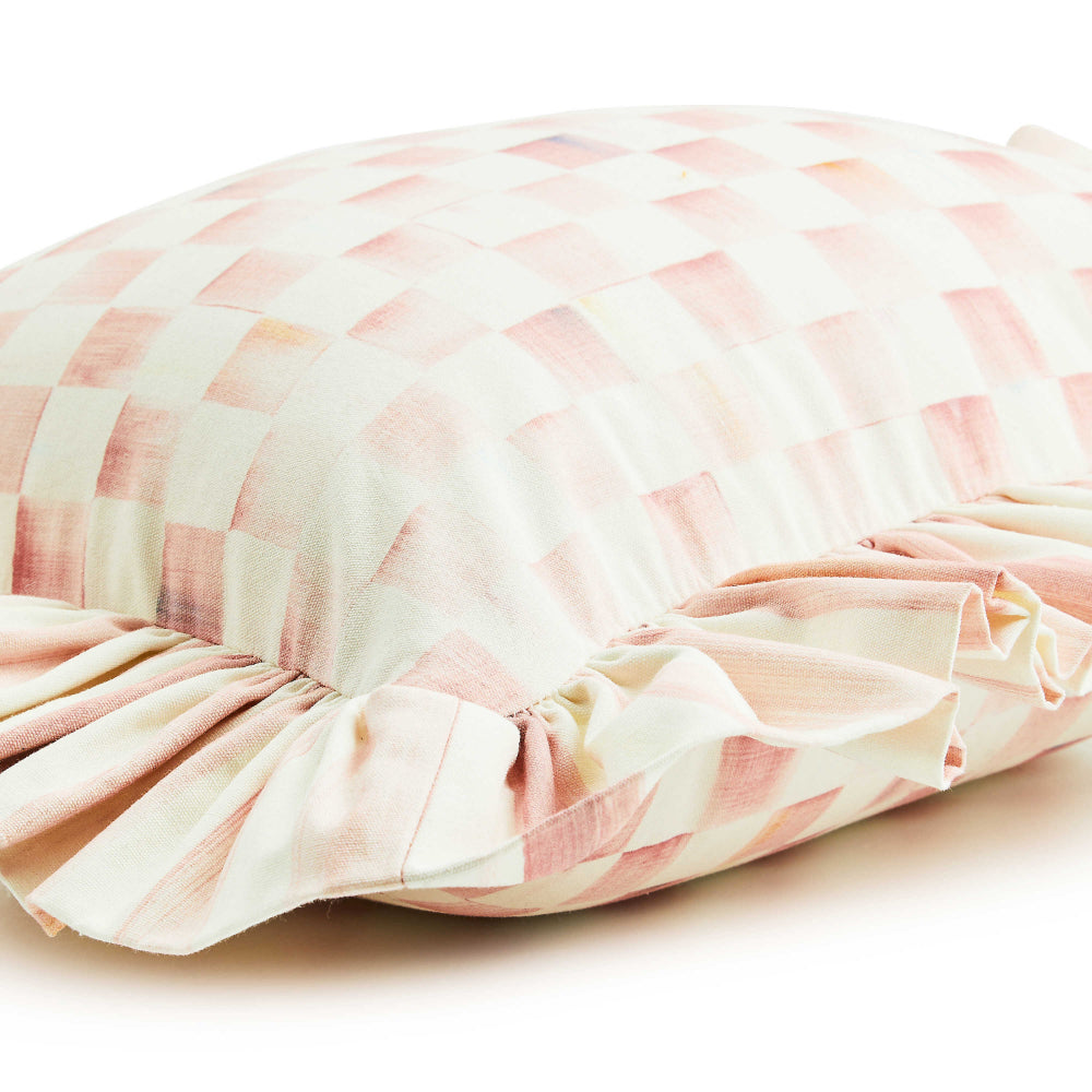 Mackenzie-Childs Rosy Check Ruffle Lumbar Throw Pillow