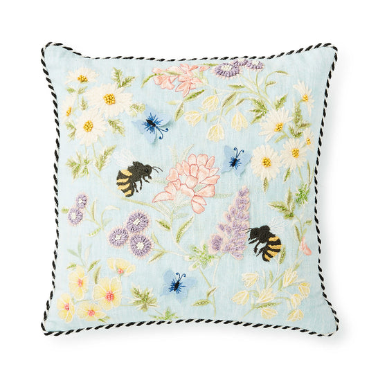 Mackenzie-Childs Floral and Bee Throw Pillow