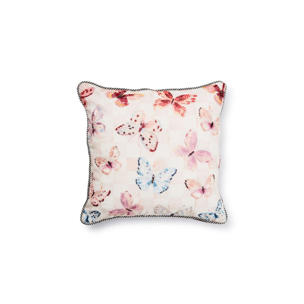 Mackenzie-Childs Eternity Butterfly Checked Throw Pillow